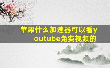 苹果什么加速器可以看youtube免费视频的