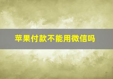 苹果付款不能用微信吗