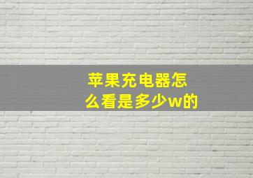 苹果充电器怎么看是多少w的