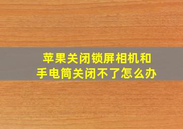 苹果关闭锁屏相机和手电筒关闭不了怎么办