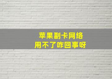 苹果副卡网络用不了咋回事呀