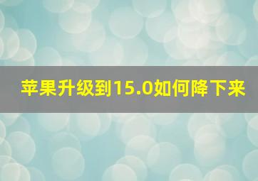 苹果升级到15.0如何降下来