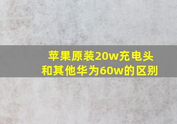 苹果原装20w充电头和其他华为60w的区别