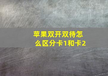 苹果双开双待怎么区分卡1和卡2