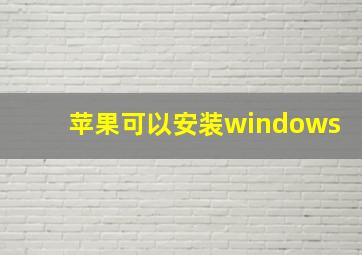 苹果可以安装windows