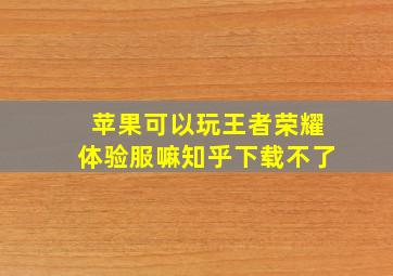 苹果可以玩王者荣耀体验服嘛知乎下载不了