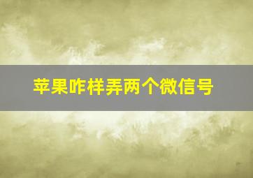 苹果咋样弄两个微信号