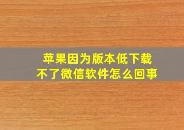 苹果因为版本低下载不了微信软件怎么回事