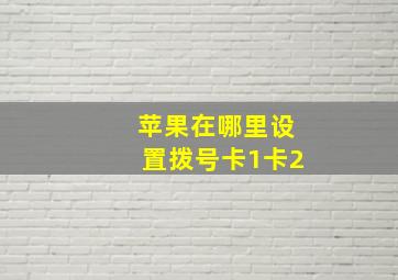 苹果在哪里设置拨号卡1卡2