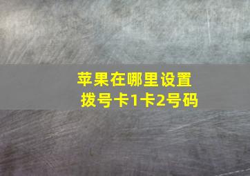 苹果在哪里设置拨号卡1卡2号码