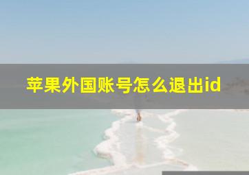 苹果外国账号怎么退出id