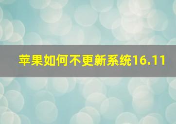 苹果如何不更新系统16.11