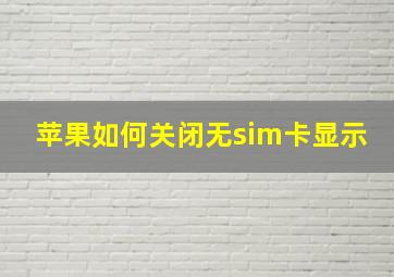 苹果如何关闭无sim卡显示