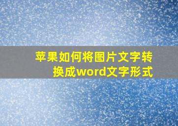 苹果如何将图片文字转换成word文字形式