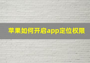 苹果如何开启app定位权限