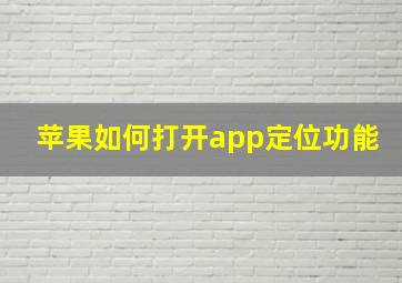 苹果如何打开app定位功能