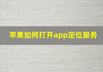 苹果如何打开app定位服务