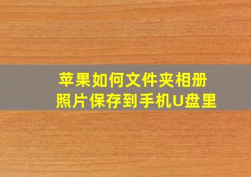 苹果如何文件夹相册照片保存到手机U盘里