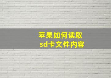 苹果如何读取sd卡文件内容