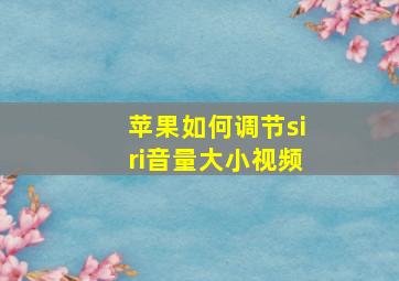 苹果如何调节siri音量大小视频