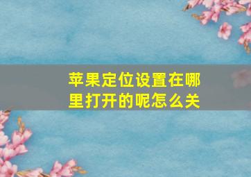 苹果定位设置在哪里打开的呢怎么关