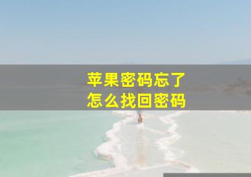 苹果密码忘了怎么找回密码