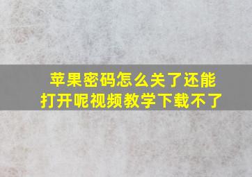 苹果密码怎么关了还能打开呢视频教学下载不了