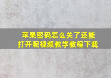 苹果密码怎么关了还能打开呢视频教学教程下载