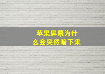 苹果屏幕为什么会突然暗下来