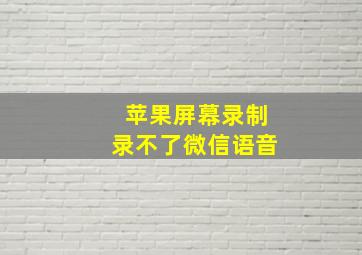 苹果屏幕录制录不了微信语音