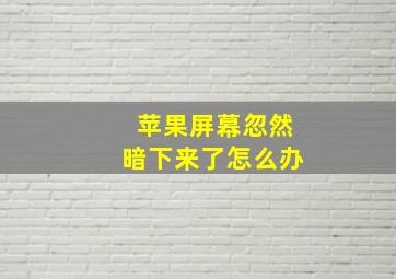 苹果屏幕忽然暗下来了怎么办