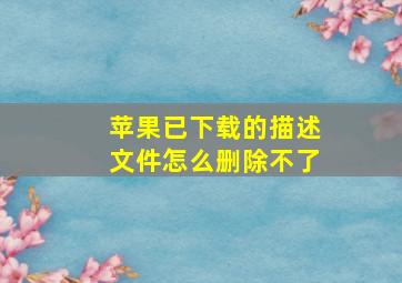 苹果已下载的描述文件怎么删除不了