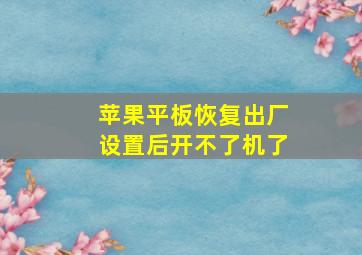 苹果平板恢复出厂设置后开不了机了