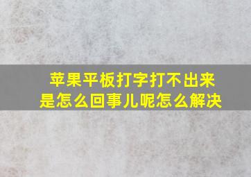 苹果平板打字打不出来是怎么回事儿呢怎么解决