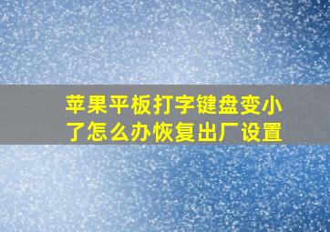 苹果平板打字键盘变小了怎么办恢复出厂设置