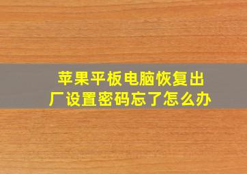 苹果平板电脑恢复出厂设置密码忘了怎么办