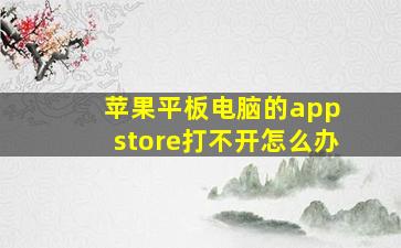 苹果平板电脑的app store打不开怎么办