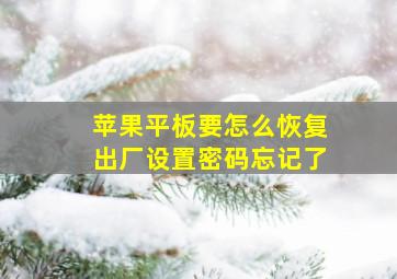 苹果平板要怎么恢复出厂设置密码忘记了