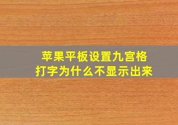 苹果平板设置九宫格打字为什么不显示出来