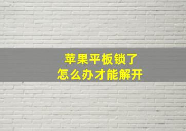 苹果平板锁了怎么办才能解开