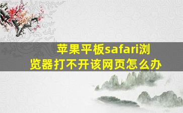 苹果平板safari浏览器打不开该网页怎么办