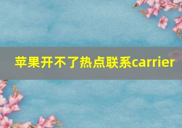 苹果开不了热点联系carrier