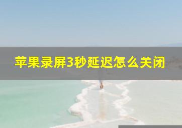 苹果录屏3秒延迟怎么关闭