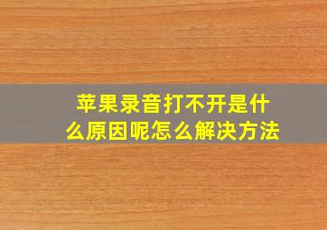 苹果录音打不开是什么原因呢怎么解决方法