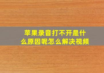 苹果录音打不开是什么原因呢怎么解决视频