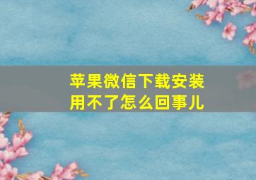 苹果微信下载安装用不了怎么回事儿