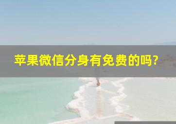 苹果微信分身有免费的吗?