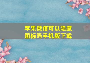 苹果微信可以隐藏图标吗手机版下载