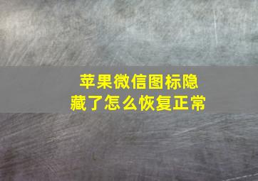 苹果微信图标隐藏了怎么恢复正常