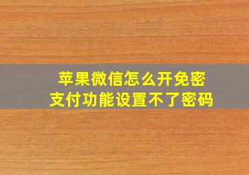 苹果微信怎么开免密支付功能设置不了密码